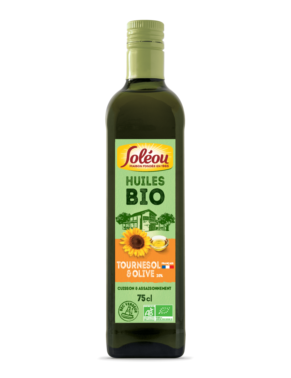Huile de tournesol et olive BIO - Bouteille 75cl