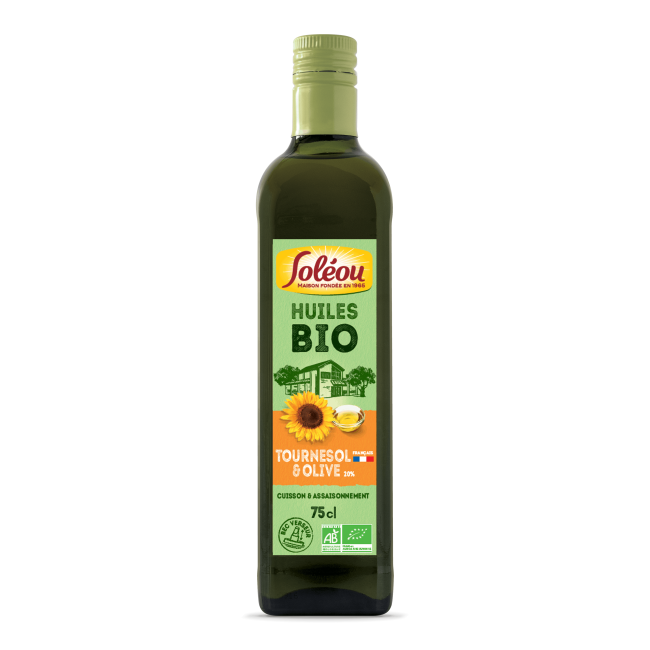 Huile de tournesol et olive BIO - Bouteille 75cl