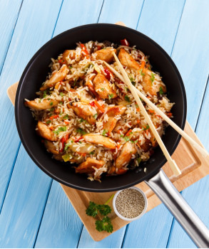 Recette de Wok de riz sauté au Poulet